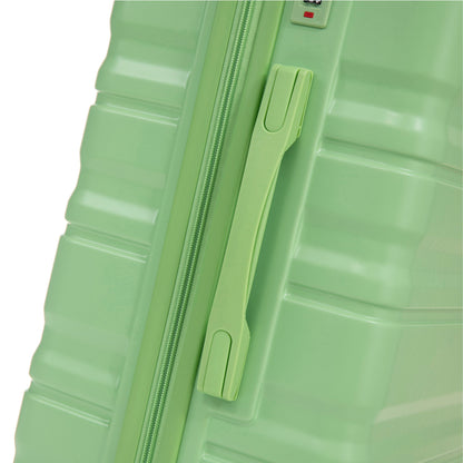 Luggage set HIFINE Tourist 3-Piece Spinner Wheel in Green close-up of zipper and handle on Tampa Home & Garden Store