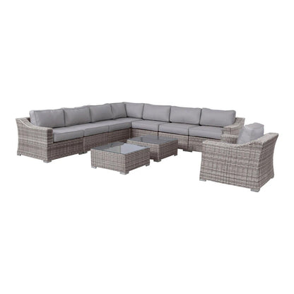 Outdoor Wicker Set With Glass Table And Cushions