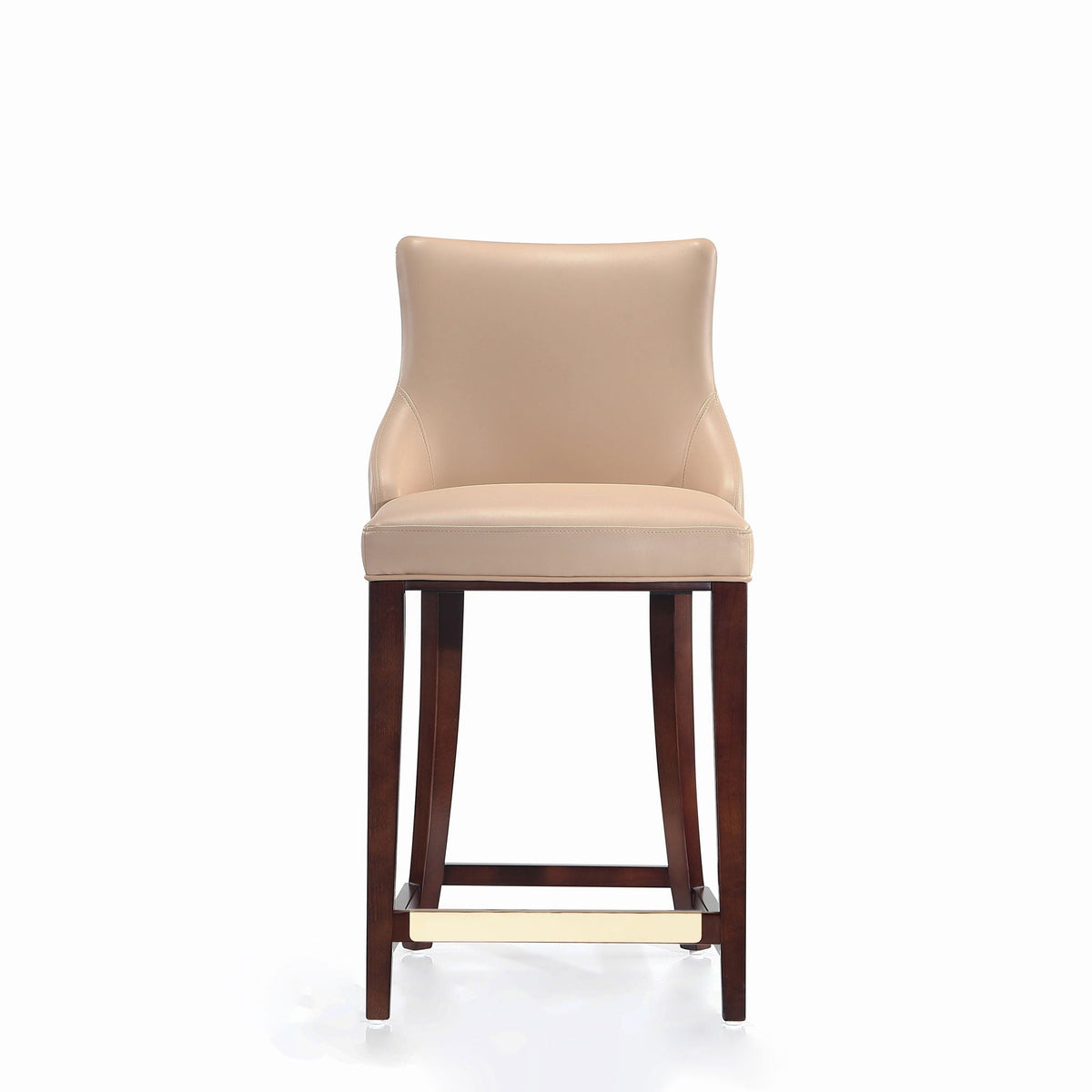 Shubert Counter Stool beige leather upholstery with dark wood legs HouseOfZazla on Tampa Home & Garden Store