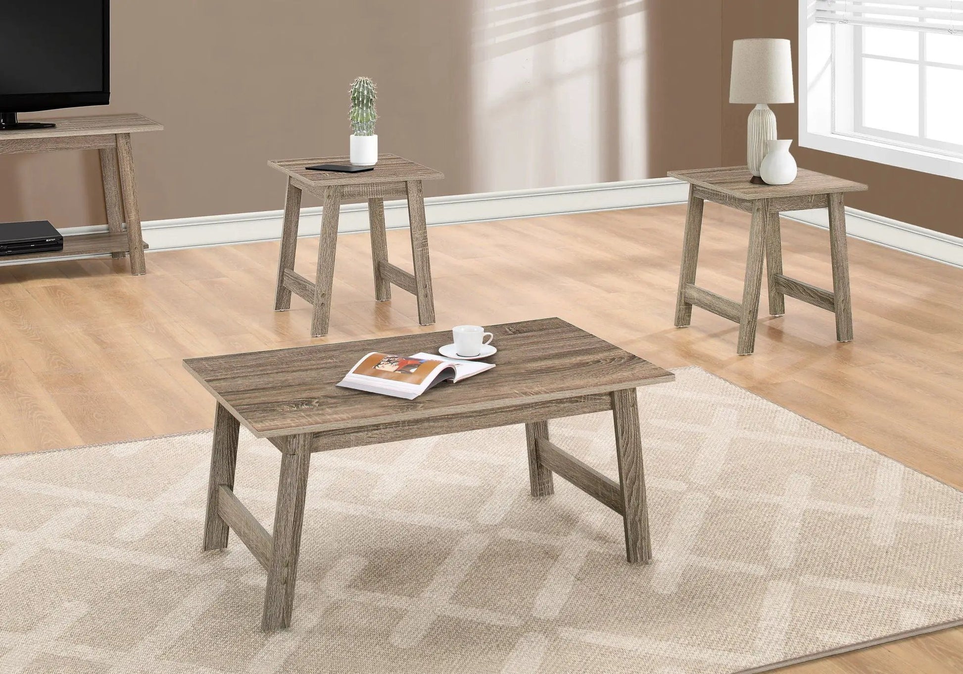 Table set of 3 rustic gray wood tables: coffee and end tables, Unique Piece Furniture on Tampa Home & Garden Store