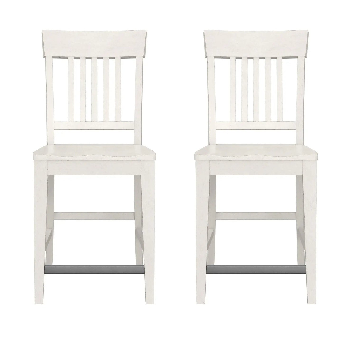 White slat-back counter stools set of 2, wooden chairs with vertical back slats on Tampa Home & Garden Store