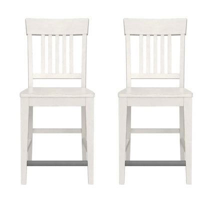 White slat-back counter stools set of 2, wooden chairs with vertical back slats on Tampa Home & Garden Store
