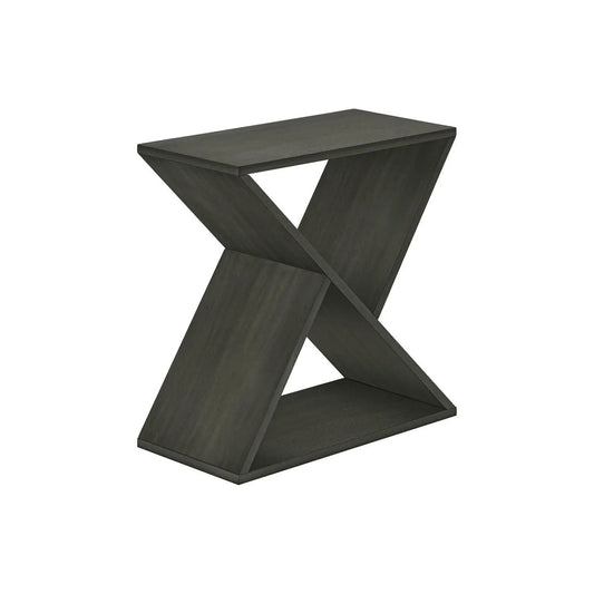 Accent Side Table in dark charcoal wood finish with a sculptural X-frame base on Tampa Home & Garden Store