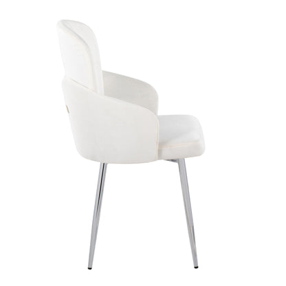 Contemporary Dining Chair Set of 2 upholstered white seats with chrome legs by HouseOfZazla on Tampa Home & Garden Store