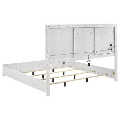Pierce Panel Bed LED Headboard white finish back view with slats by HouseOfZazla on Tampa Home & Garden Store