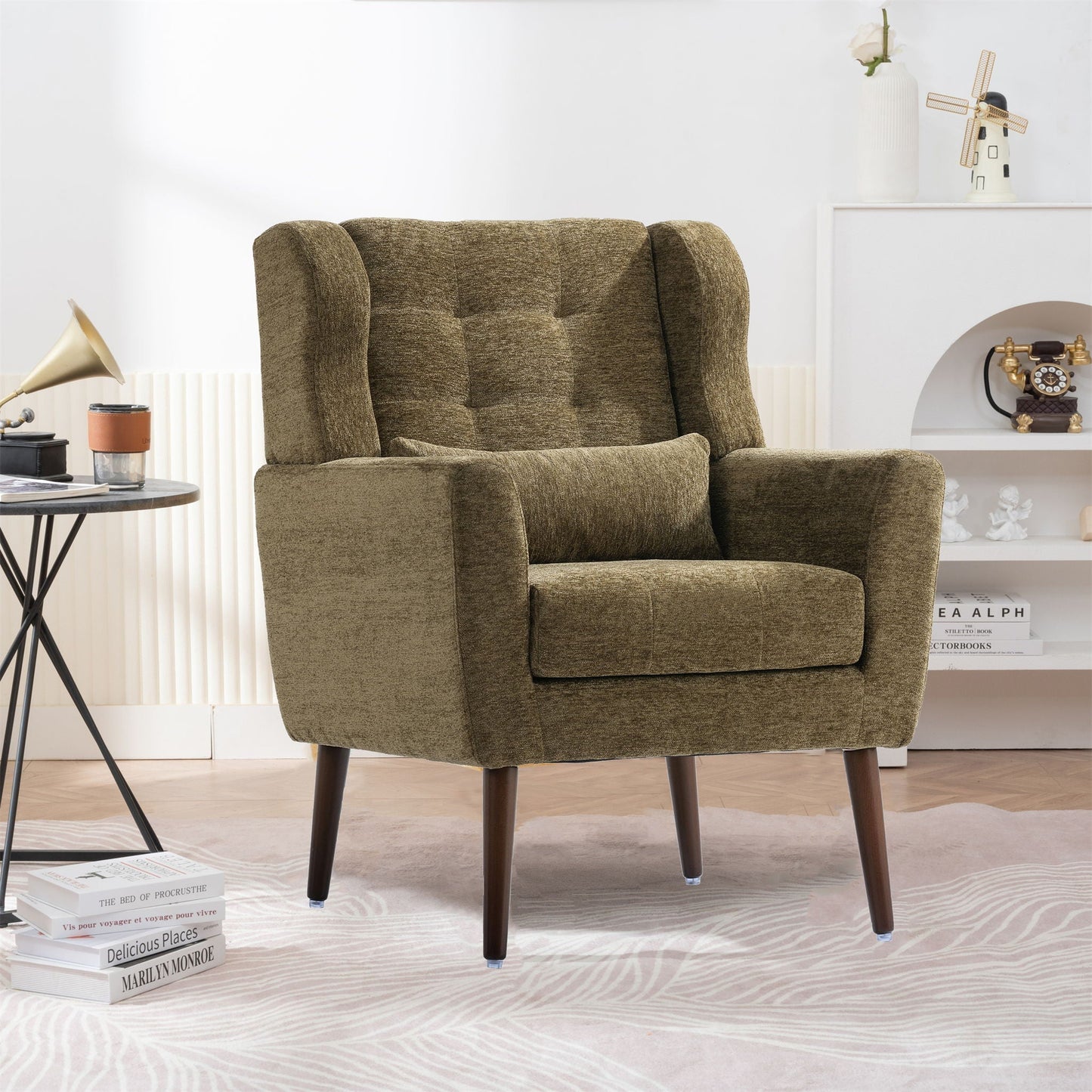 Modern Padded Accent Chair and Extra Pillow