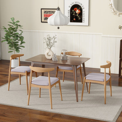Elegant dining chairs with ergonomic backrest and cushioned gray seats, natural wood frame on Tampa Home & Garden Store