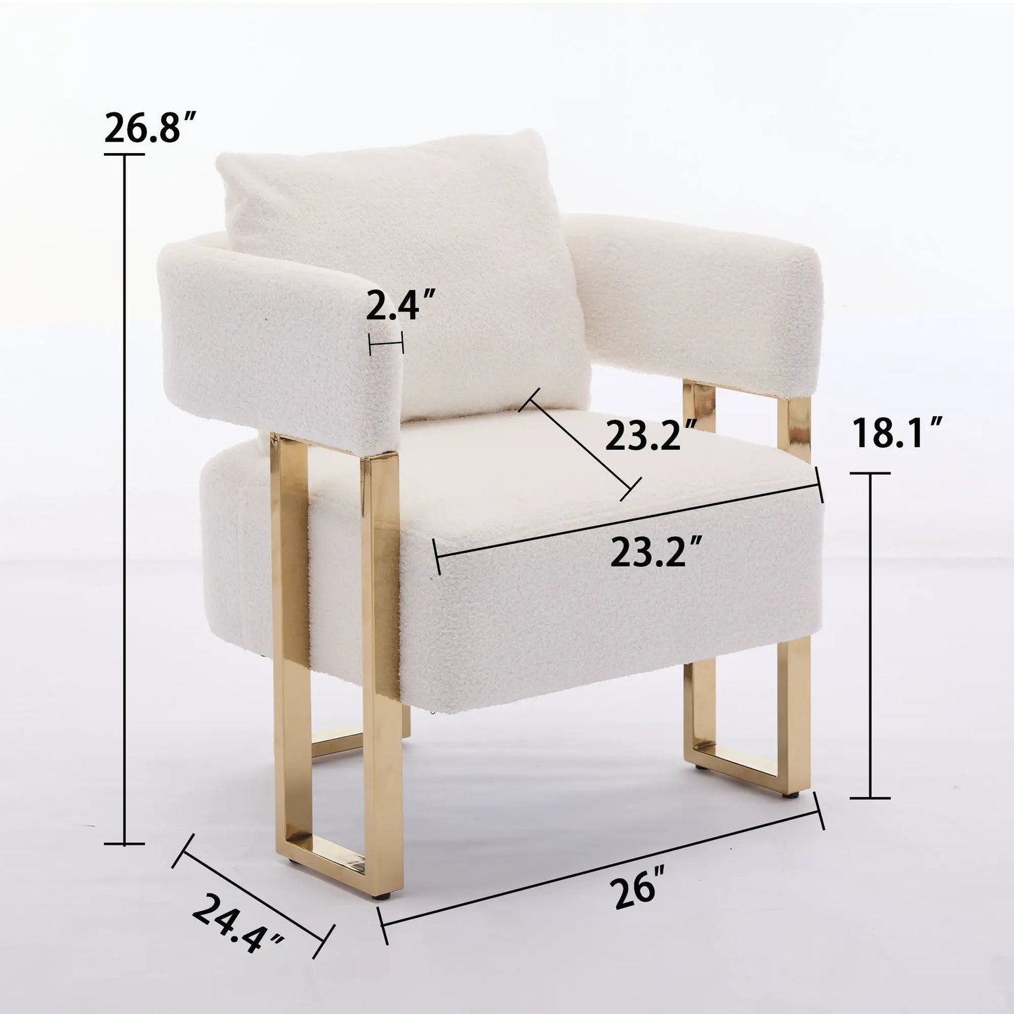 Modern chair with cream teddy fleece upholstery and gold metal legs by Unique Piece Furniture on Tampa Home & Garden Store
