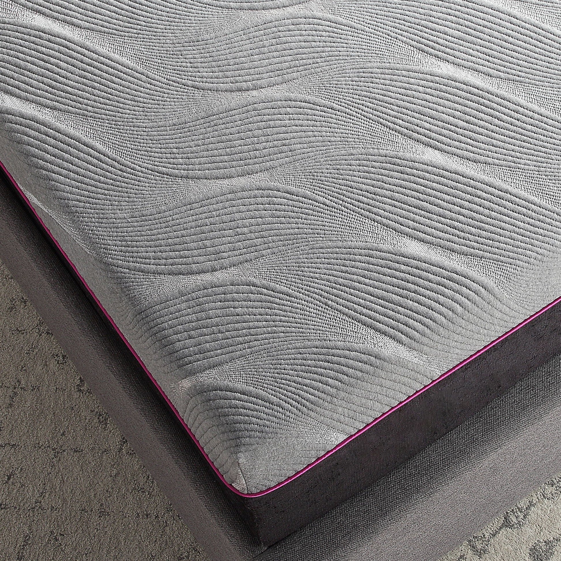 11-inch Renew Cooling GelCare Memory Foam Mattress, gray quilted cover with pink edge piping on Tampa Home & Garden Store