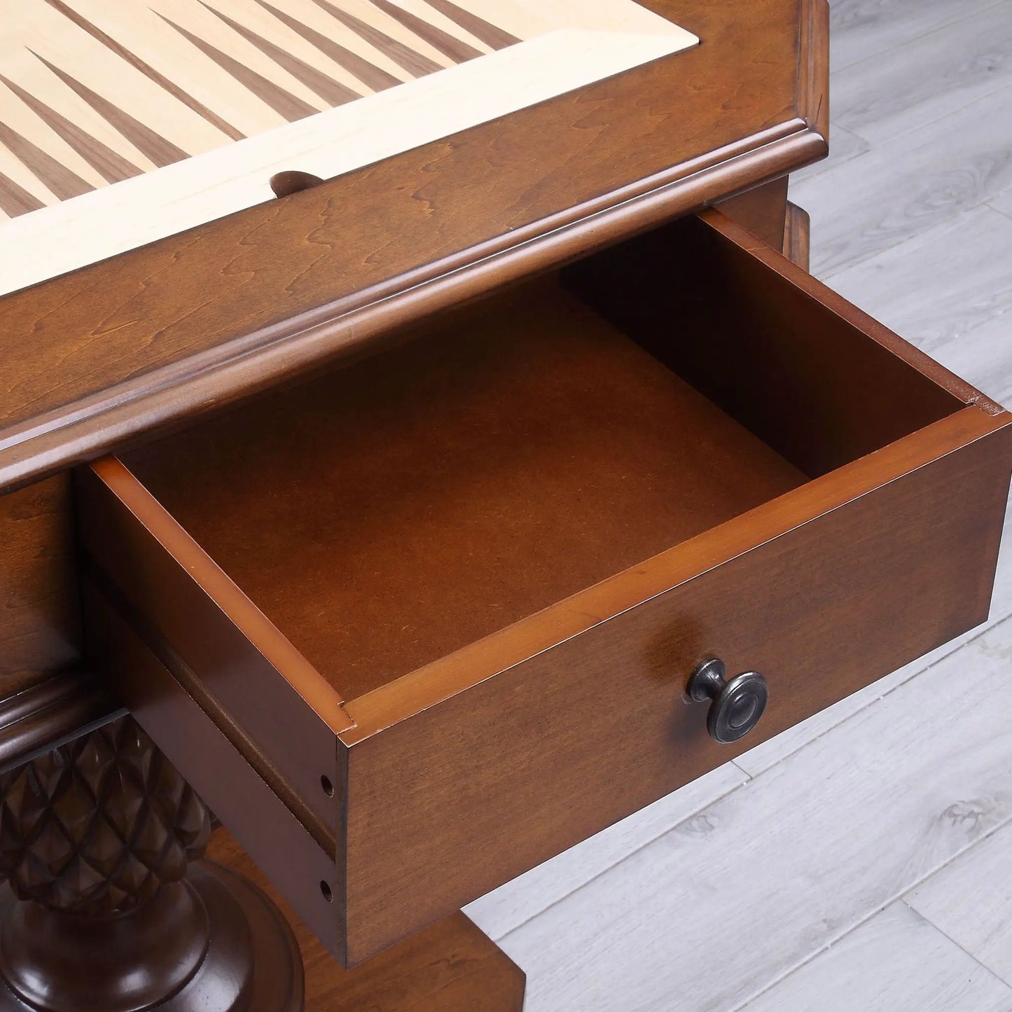 Bishop reversible chess and checker game table with game tray in cherry finish on Tampa Home & Garden Store