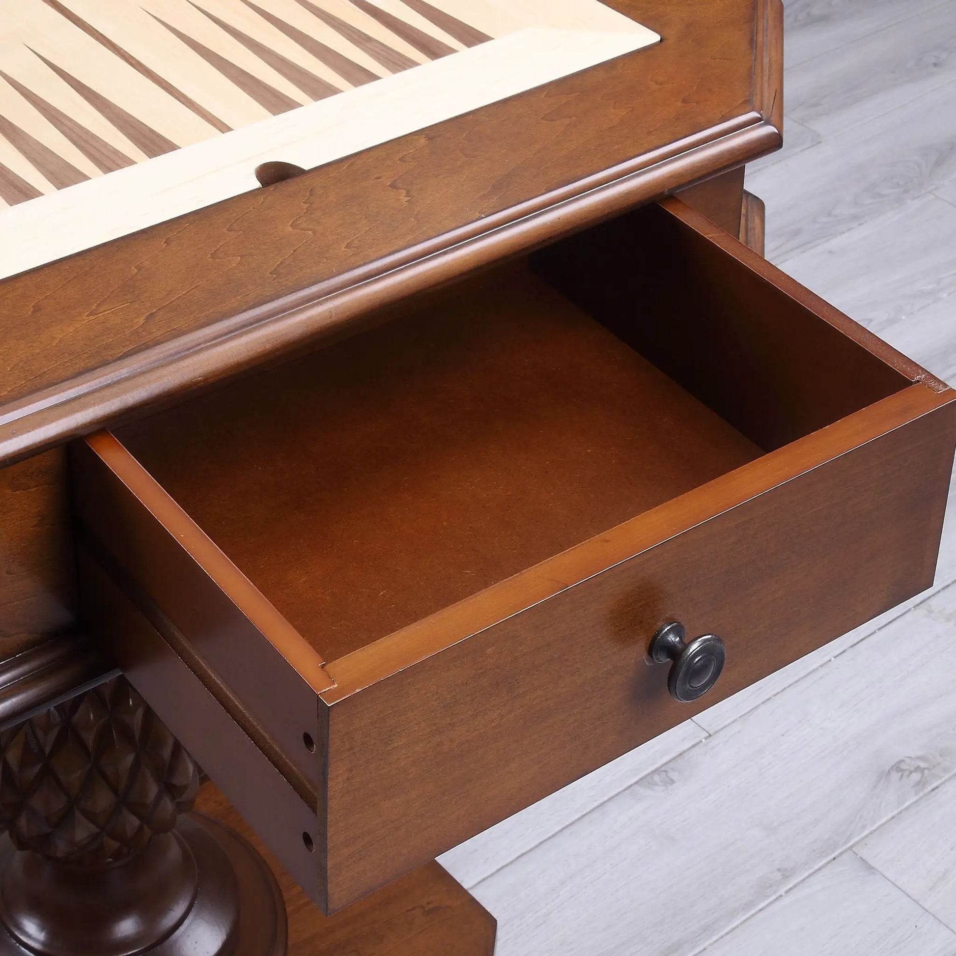 Bishop reversible chess and checker game table with game tray in cherry finish on Tampa Home & Garden Store