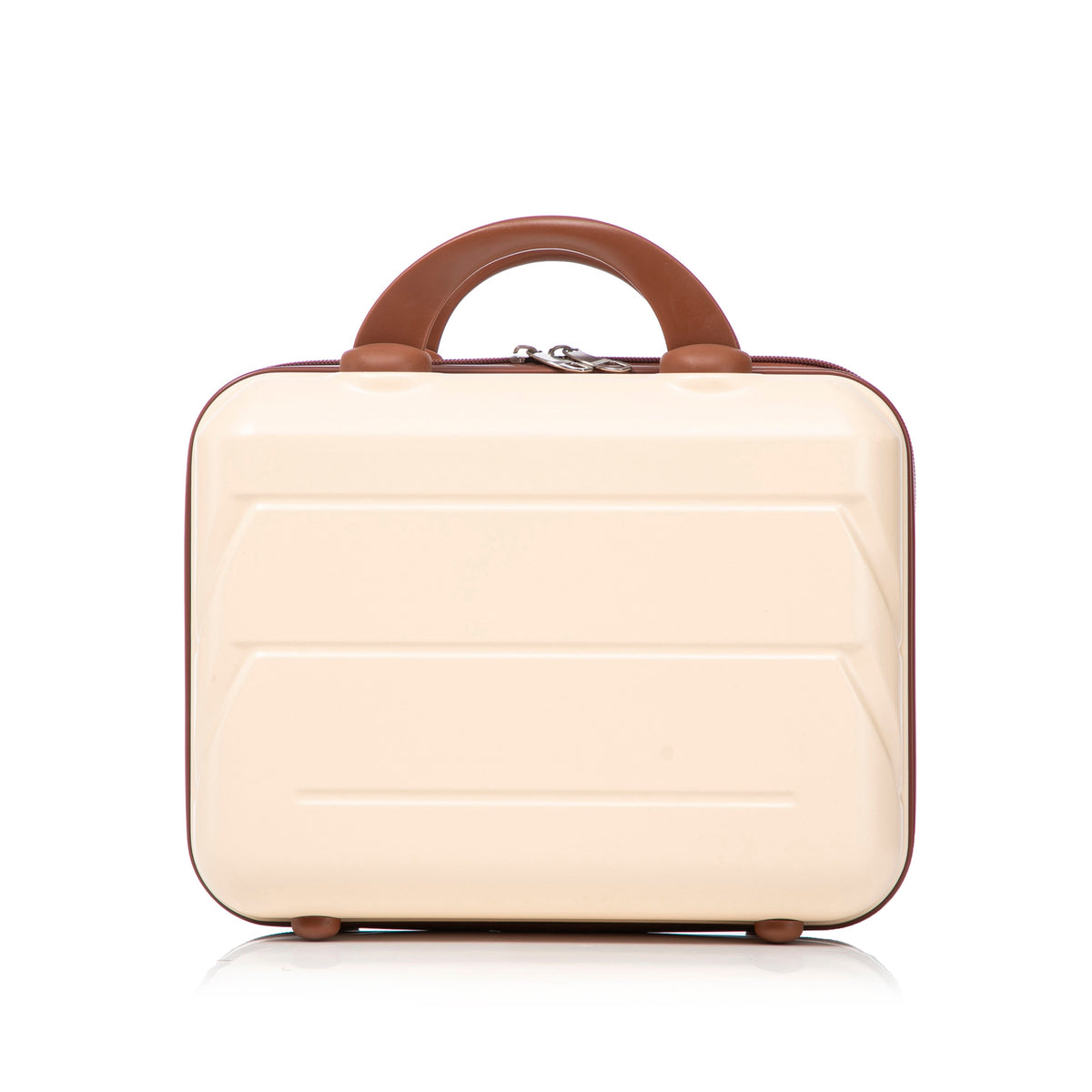 Beige ABS spinner luggage set, 14/20 in, two-piece with brown top handle, HouseOfZazla on Tampa Home & Garden Store