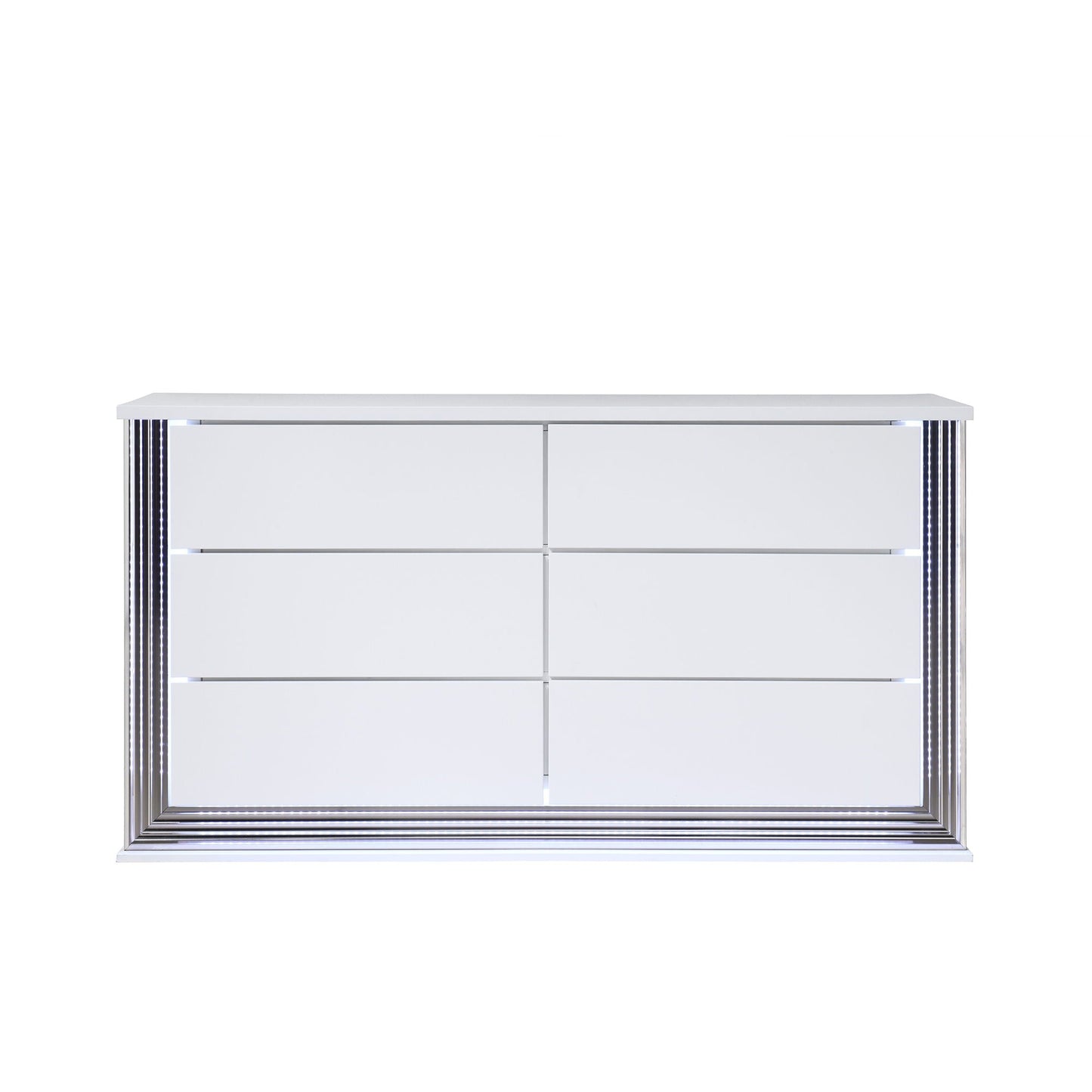 Moon 5 Piece Bedroom Set with LED Accent white dresser with chrome frame by HouseOfZazla on Tampa Home & Garden Store
