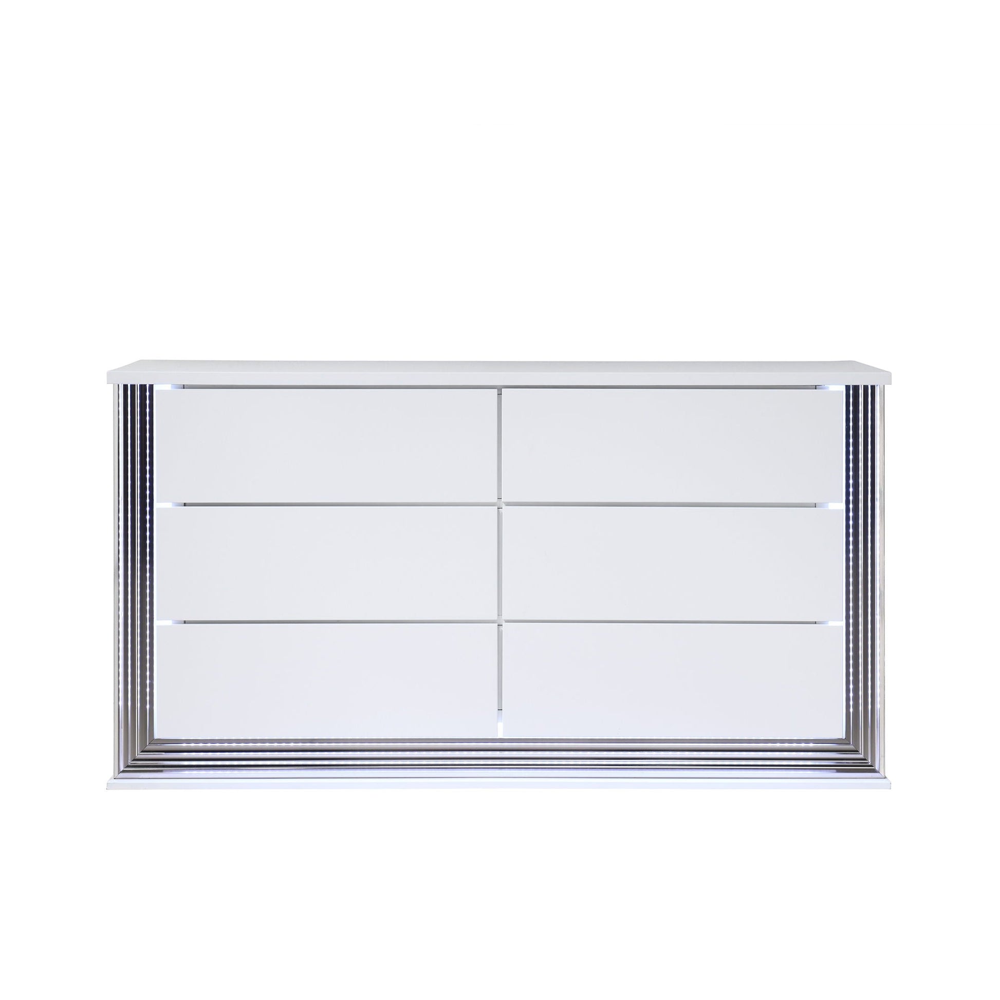 Moon 5 Piece Bedroom Set with LED Accent white dresser with chrome frame by HouseOfZazla on Tampa Home & Garden Store