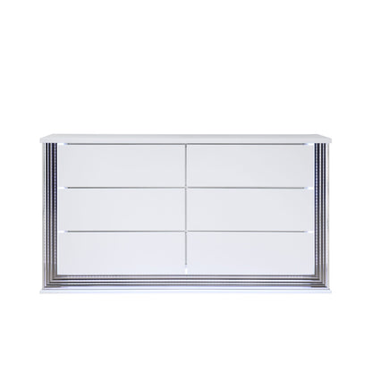 Moon 5 Piece Bedroom Set with LED Accent white dresser with chrome frame by HouseOfZazla on Tampa Home & Garden Store