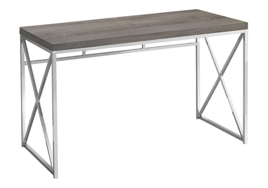 Computer desk for home office with dark wood top and chrome frame by Unique Piece Furniture on Tampa Home & Garden Store