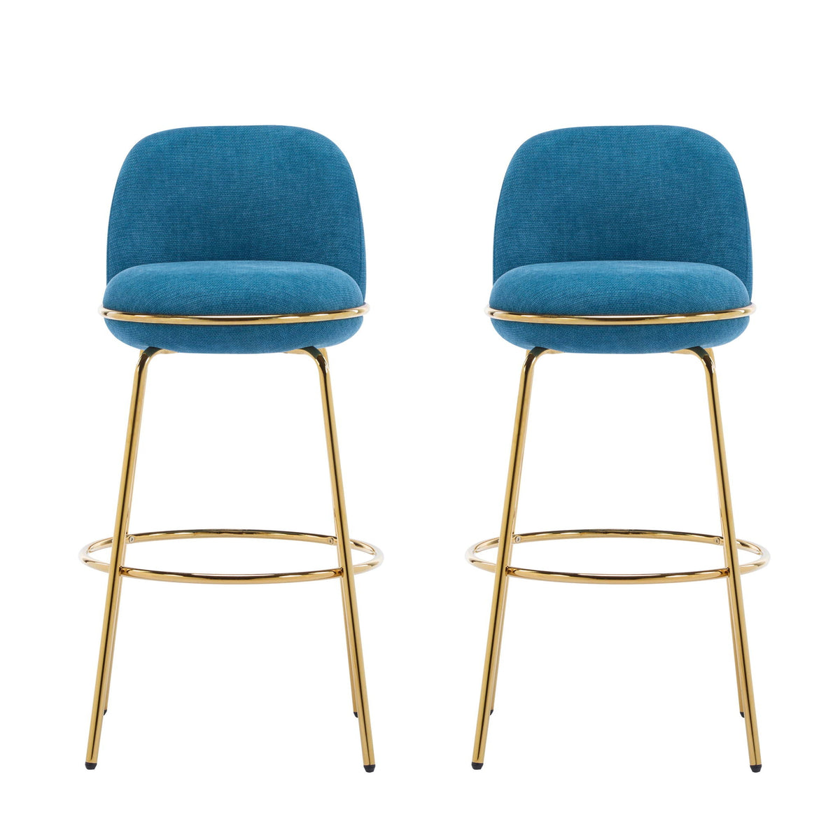 Rio Claro Upholstered Barstools Set of 2 in blue fabric with gold legs by HouseOfZazla on Tampa Home & Garden Store