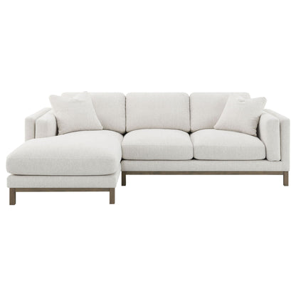 O'Brien Sectional Sofa With Left Chaise in sand fabric, stationary with dark wood legs on Tampa Home & Garden Store
