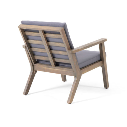 Outdoor Club Chair with Cushion wooden frame and gray cushion HouseOfZazla on Tampa Home & Garden Store
