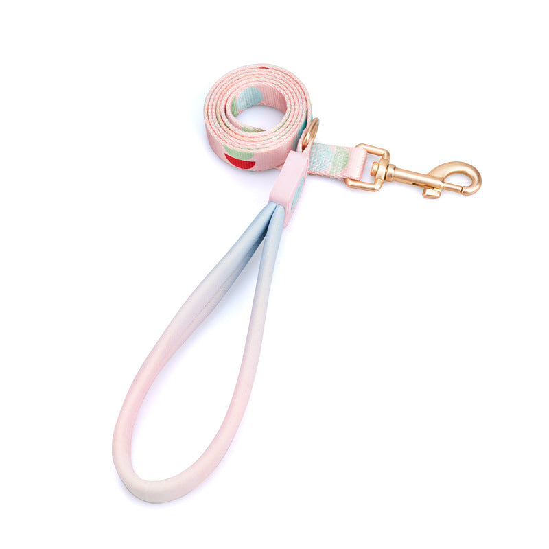 Pet Zen dog leash Fashion Y-shaped chest strap with pastel pink blue gradient and gold clip on Tampa Home & Garden Store