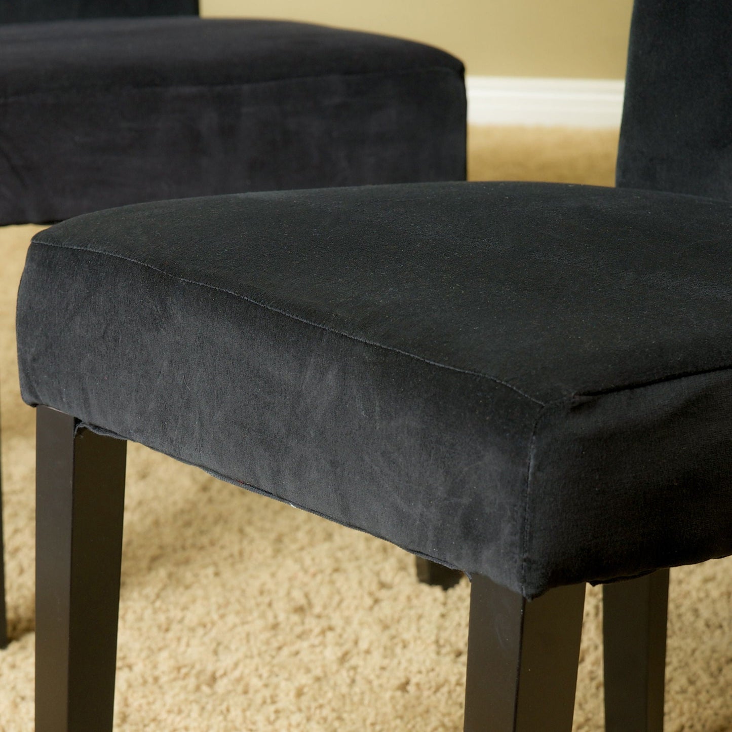 Charlotte Dining Chair black fabric upholstery, pair of HouseOfZazla side chairs on Tampa Home & Garden Store
