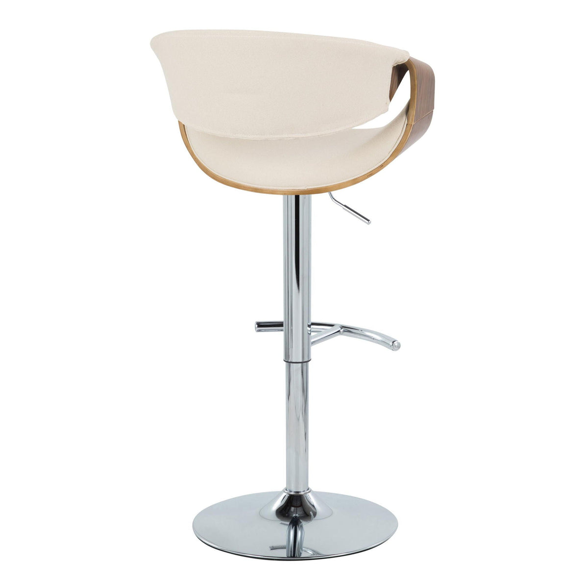 Mid Century Modern adjustable barstool with swivel, beige fabric seat on chrome base on Tampa Home & Garden Store