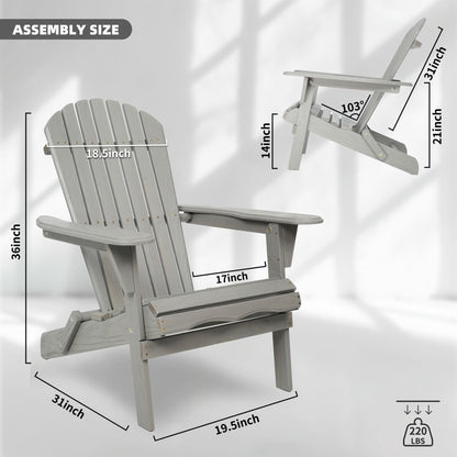 Set of Two Wooden Folding Adirondack Chairs