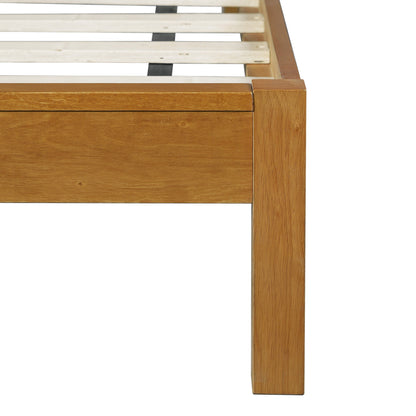 Mid Century Rubber Wood Platform Bed Frame
