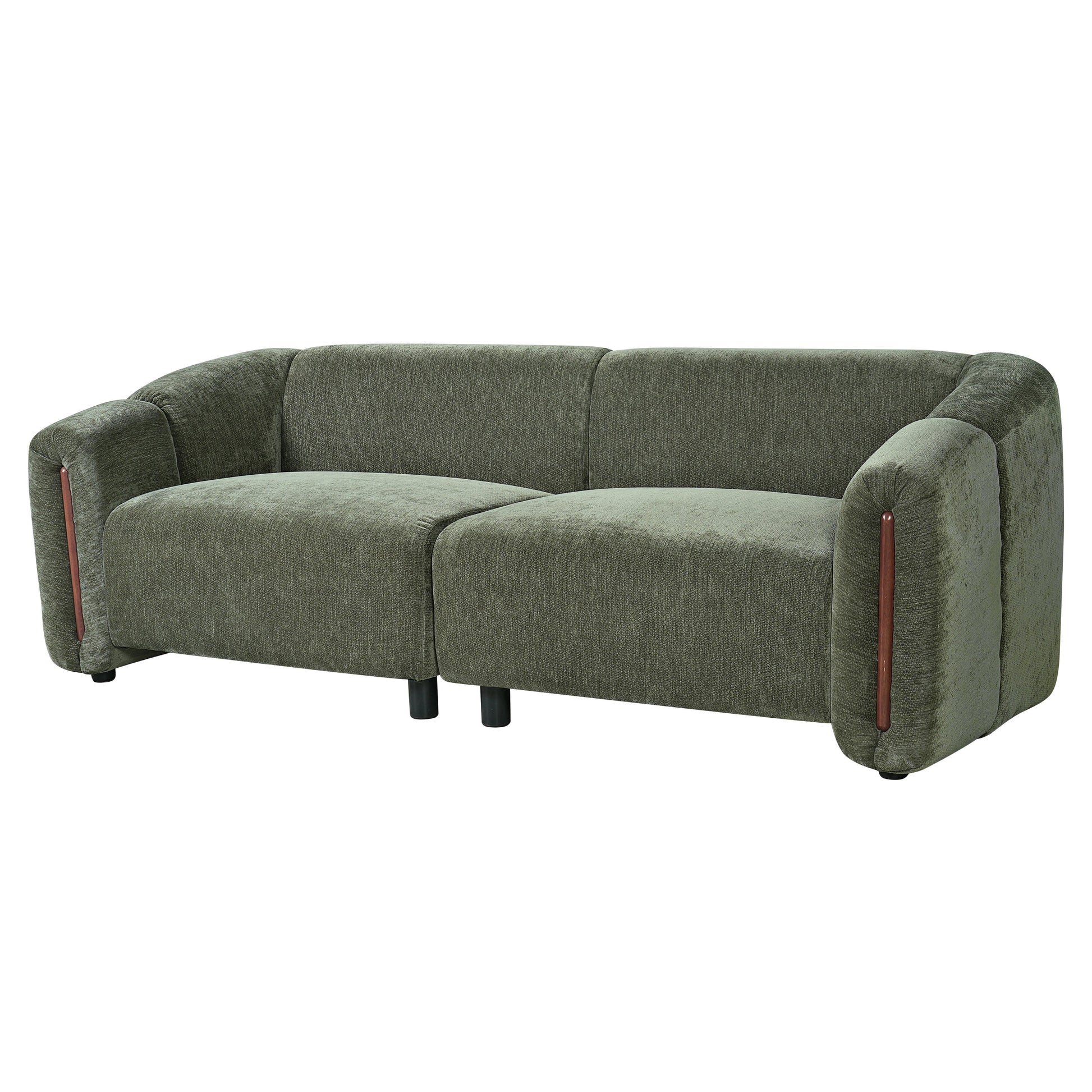 87.4-inch modern minimalist curved block sofa in green textured fabric by HouseOfZazla on Tampa Home & Garden Store