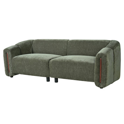 87.4-inch modern minimalist curved block sofa in green textured fabric by HouseOfZazla on Tampa Home & Garden Store