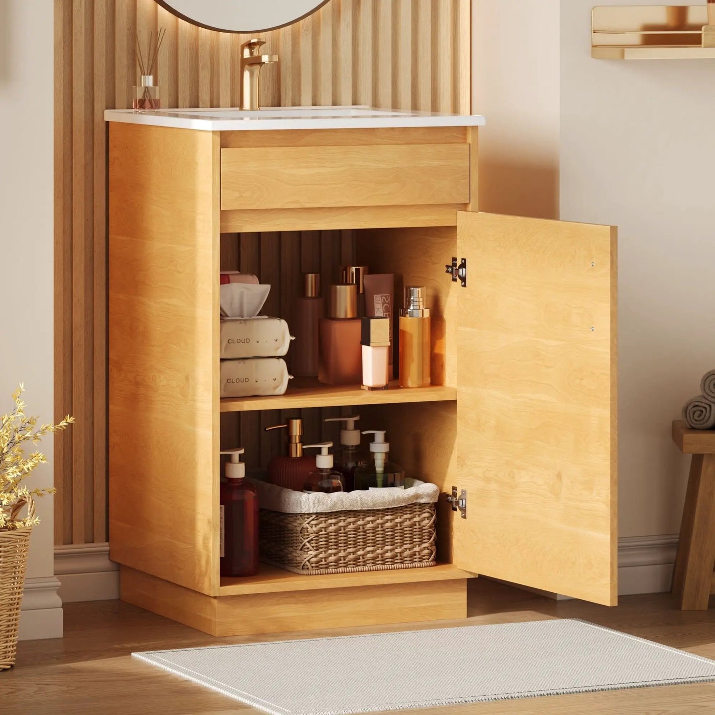 Bathroom Vanity with Sink, Freestanding Cabinet
