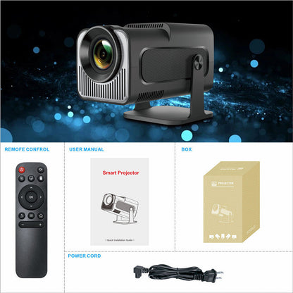 New Bluetooth Home Portable Mini Projector by My Store, black projector on stand with remote on Tampa Home & Garden Store