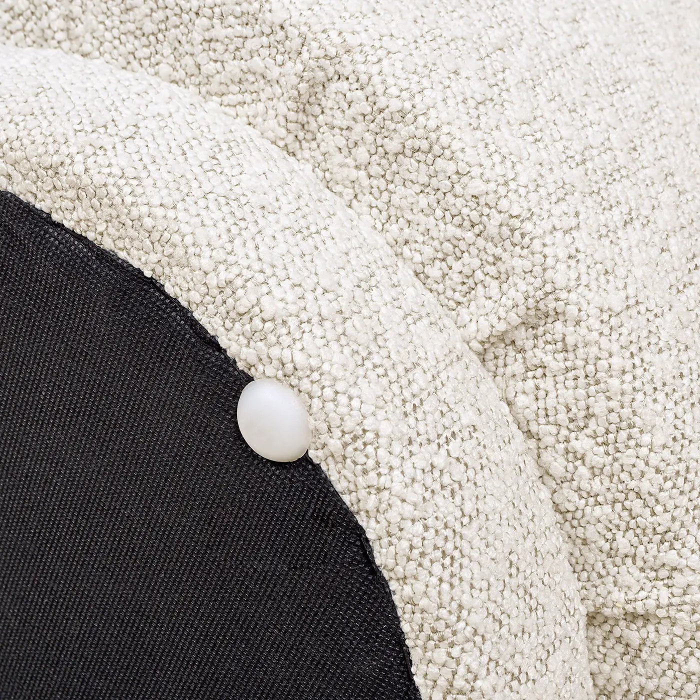 Fuji Mushroom ottoman beige boucle upholstery with white button accent by Unique Piece Furniture on Tampa Home & Garden Store