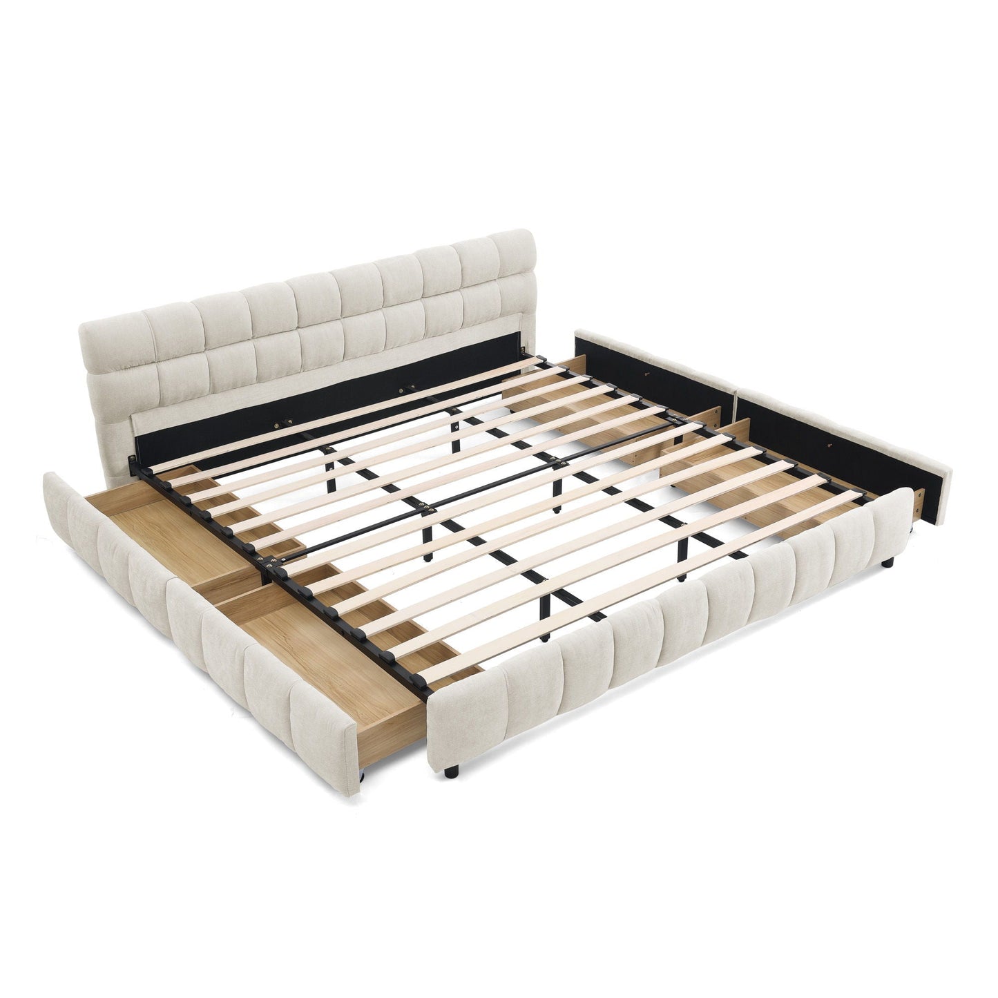 Modern Platform Bed and Thick Fabric Headboard