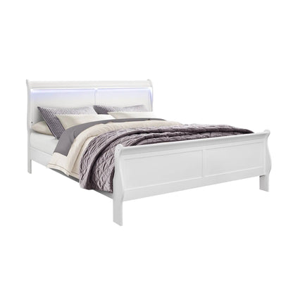 Charlston Bed with LED Lighting, Sleigh Style