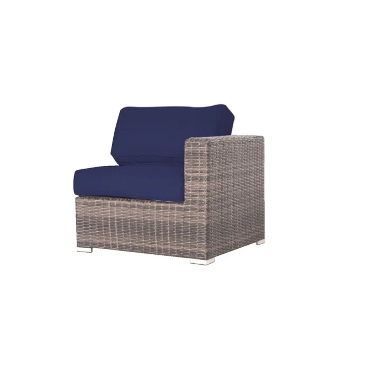 HouseOfZazla wicker patio stationary sectional chair with navy Sunbrella cushions on Tampa Home & Garden Store