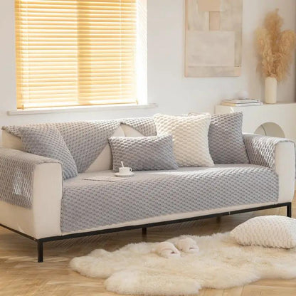Plush non-slip dustproof thickened sofa cushion with gray knitted cover on Tampa Home & Garden Store
