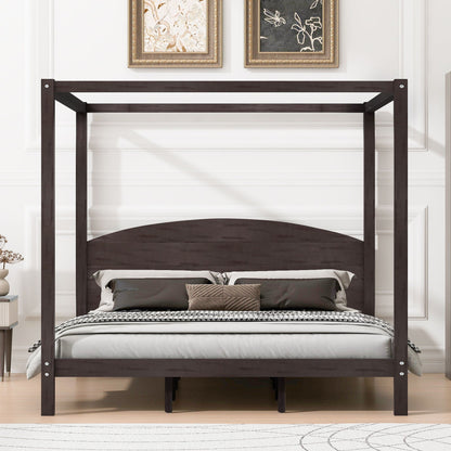 Anopy Platform Bed with Headboard and Support Legs in dark espresso wood four-post canopy frame on Tampa Home & Garden Store