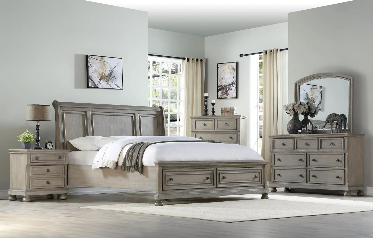 Mirror - Antique Gray, arched wood frame with distressed gray finish by Unique Piece Furniture on Tampa Home & Garden Store