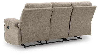 Side-Swipe reclining sofa with drop-down table, beige fabric, 3-seat by Unique Piece Furniture on Tampa Home & Garden Store