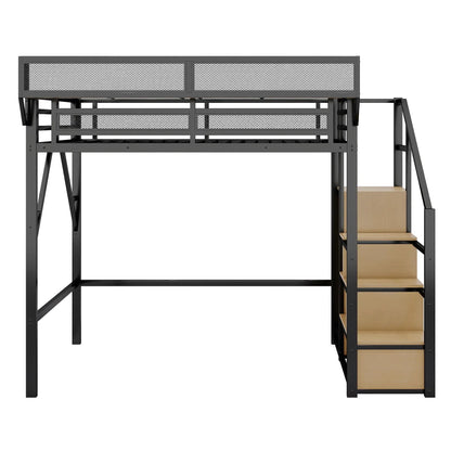 Loft bed with stairs metal frame mesh panels wardrobe storage by Unique Piece Furniture on Tampa Home & Garden Store