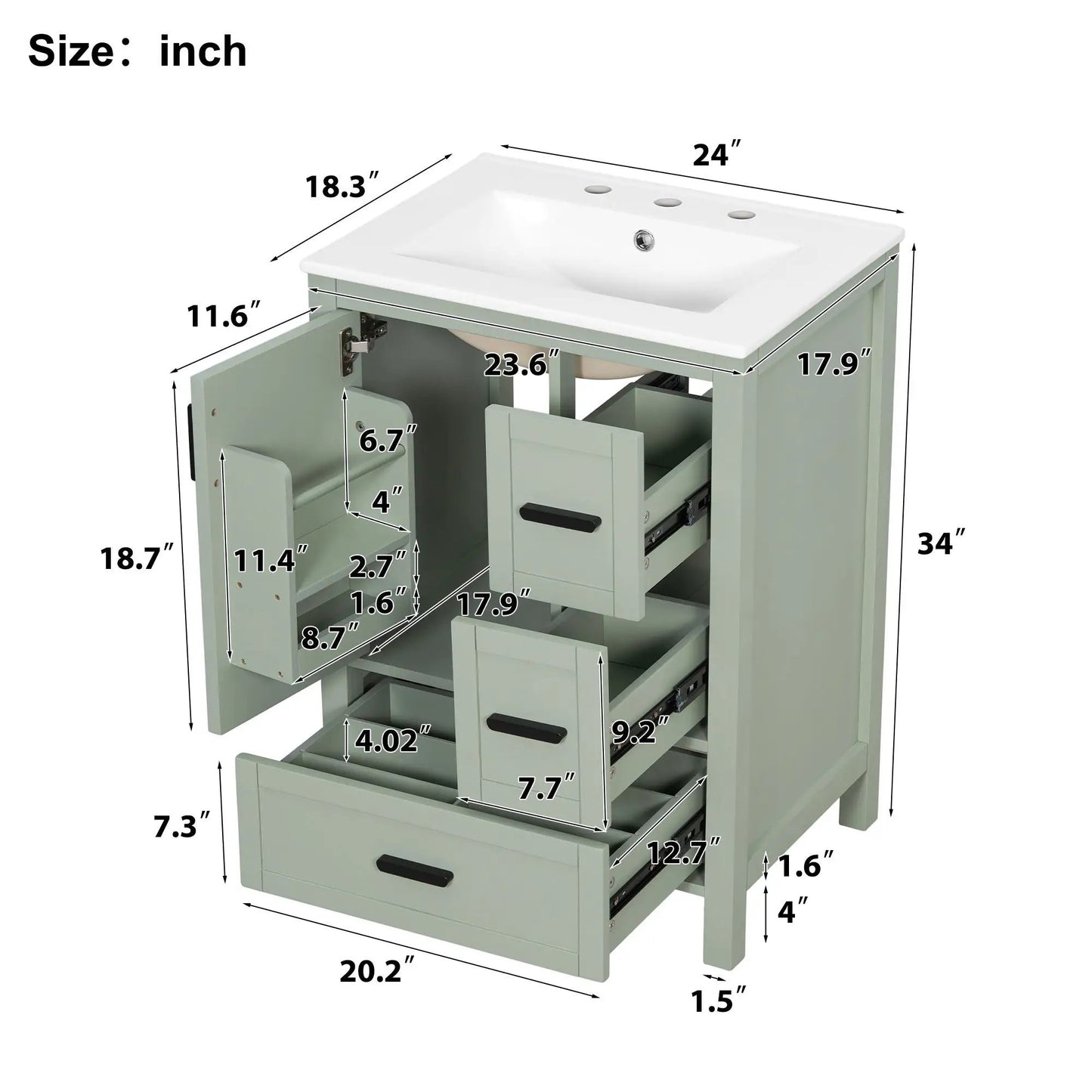 Bathroom Vanity With Sink and Soft-Close Drawers