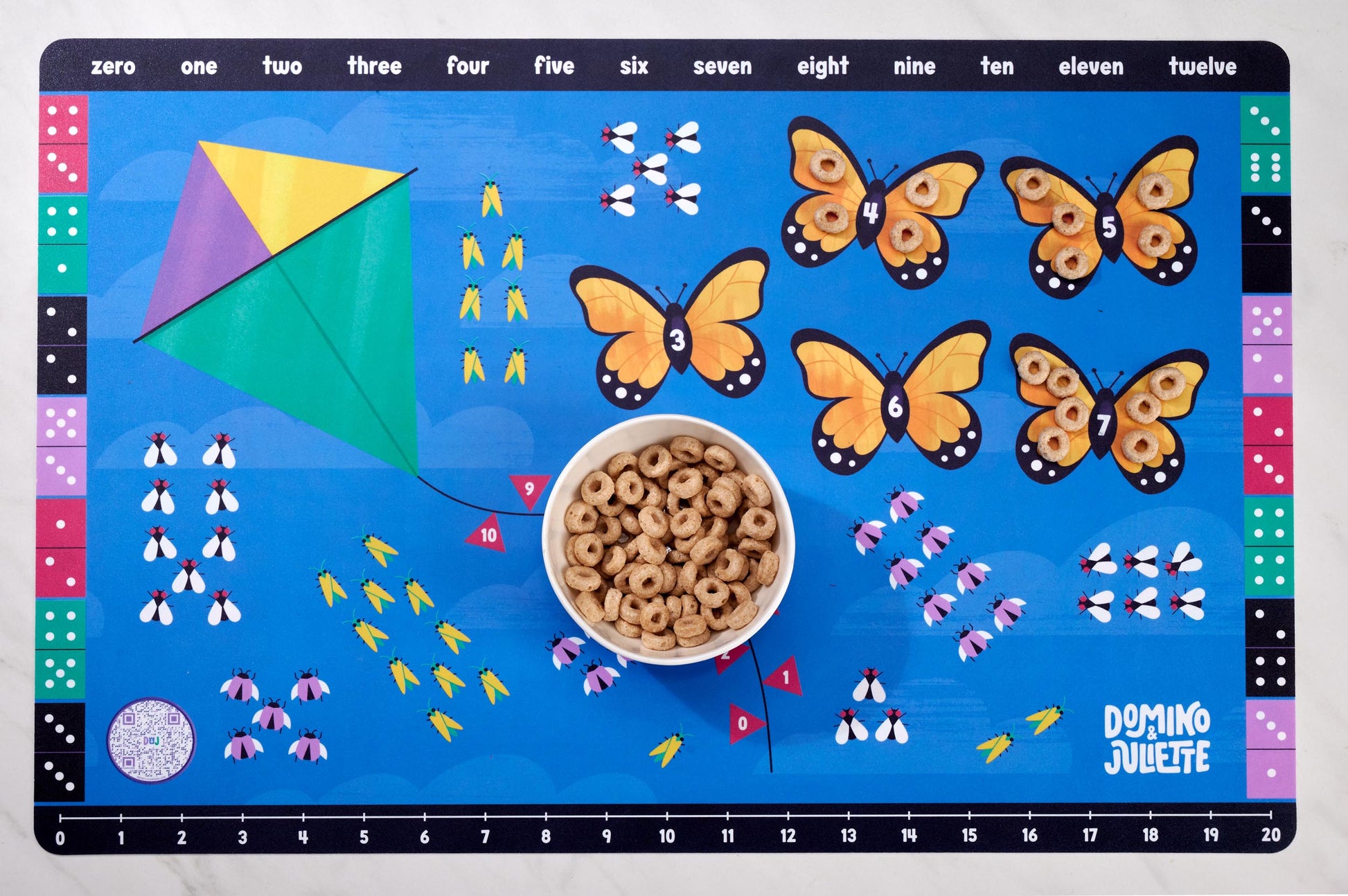 3-pack Math Placemat Bundle with colorful butterfly numbers, Domino & Juliette educational toy on Tampa Home & Garden Store