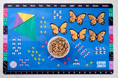3-pack Math Placemat Bundle with colorful butterfly numbers, Domino & Juliette educational toy on Tampa Home & Garden Store