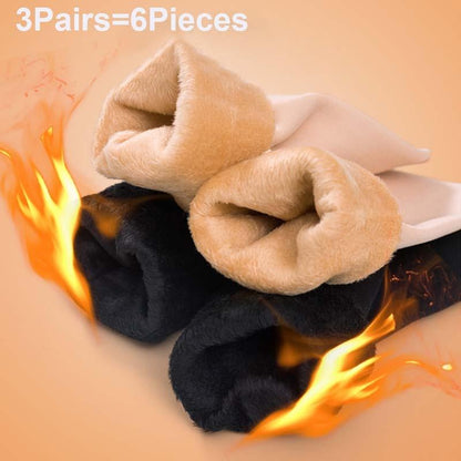 3Pairs Stevvex thick warm wool cashmere crew socks in beige black white set on Tampa Home & Garden Store