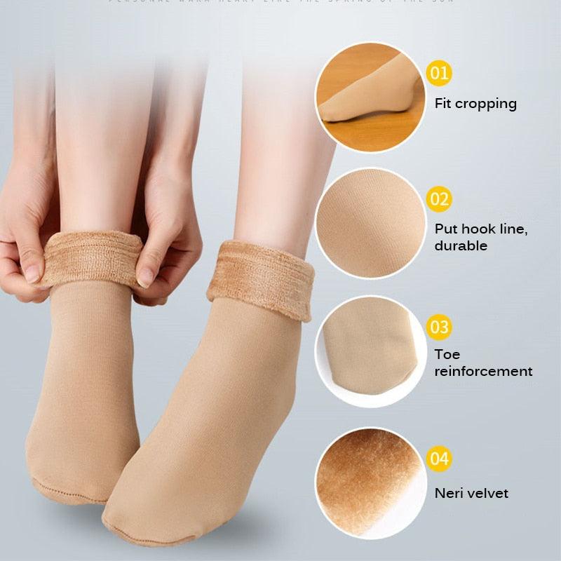 Stevvex 3-pair winter warm crew socks beige wool-cashmere with velvet interior on Tampa Home & Garden Store