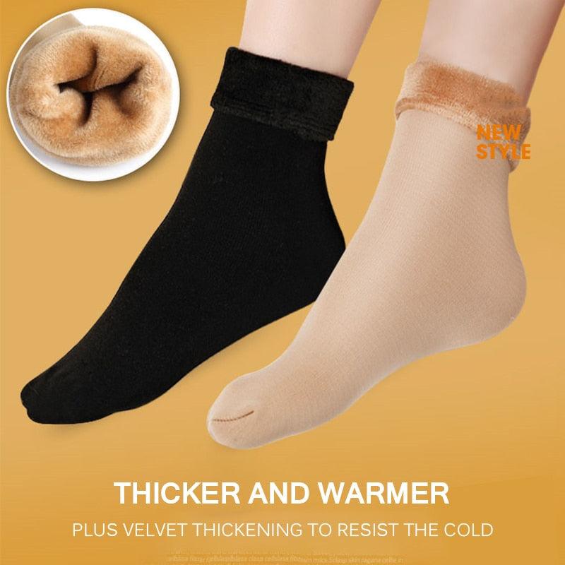 Stevvex women's crew socks 3-pair set, thick warm velvet-lined wool-cashmere blend black beige on Tampa Home & Garden Store