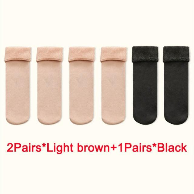 Stevvex crew socks 3 pairs: light brown and black thick thermal wool-blend crew socks for women on Tampa Home & Garden Store