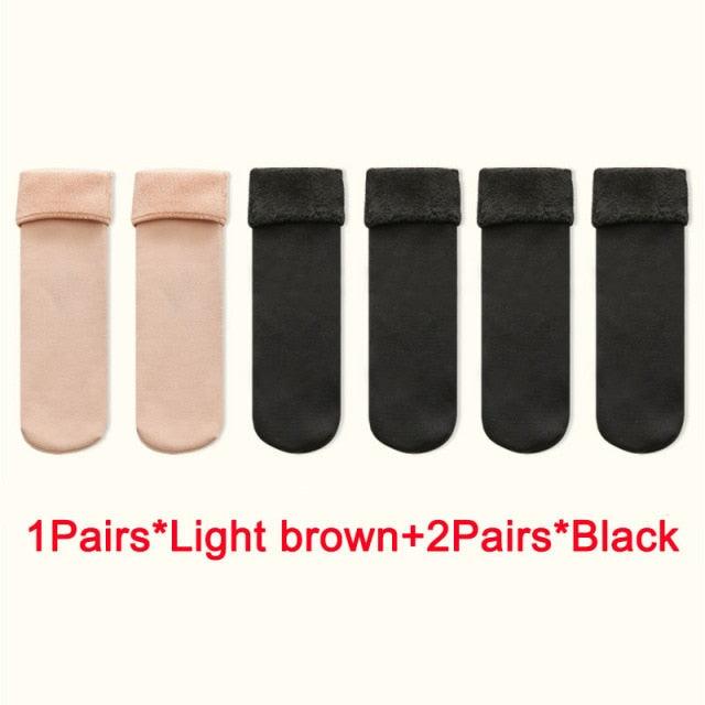 Stevvex women's crew socks set: 1 light brown pair + 2 black pairs, warm thermal socks on Tampa Home & Garden Store