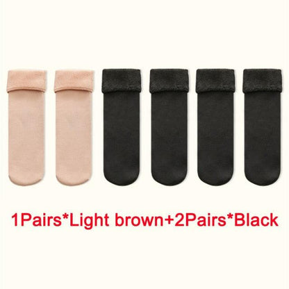 Stevvex women's crew socks set: 1 light brown pair + 2 black pairs, warm thermal socks on Tampa Home & Garden Store